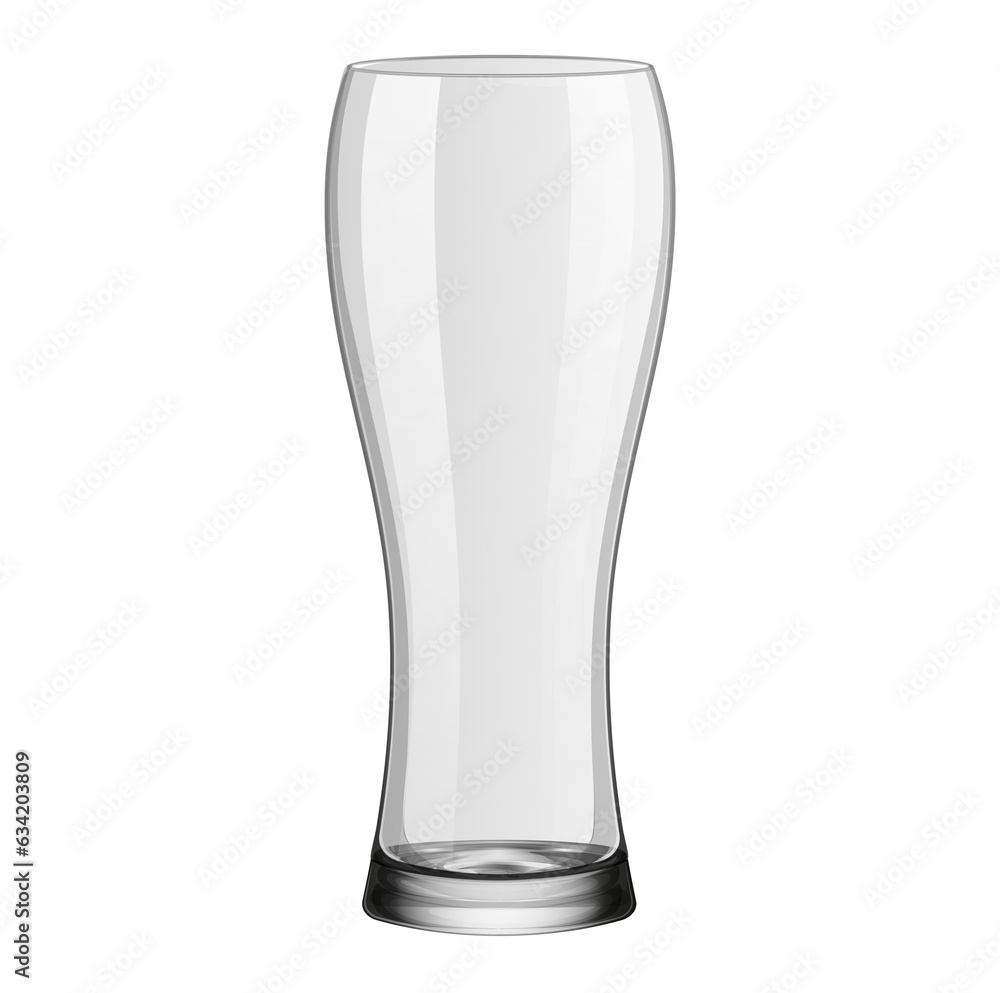 Realistic empty beer glass isolated on transparent background
