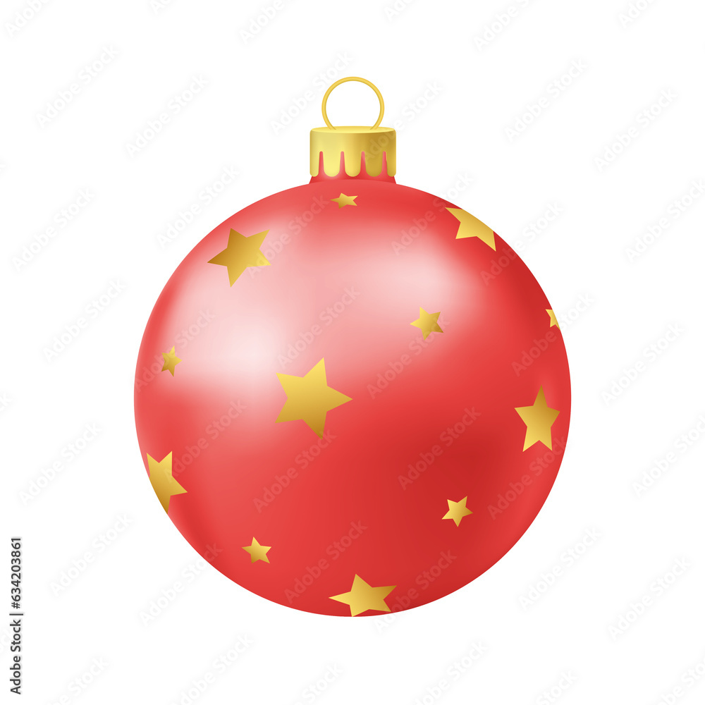 Red Christmas tree ball with gold star Red Christmas tree ball with gold star