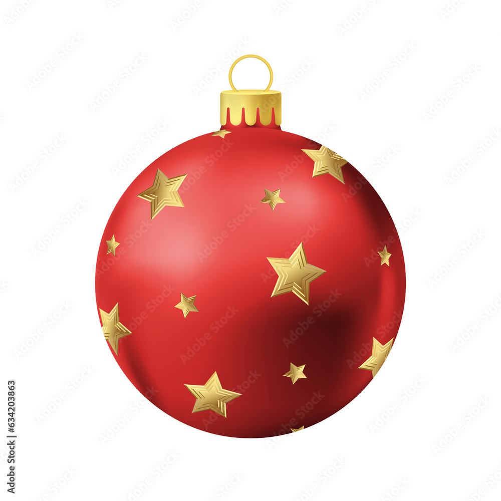 Red Christmas tree ball with gold star Red Christmas tree ball with gold star