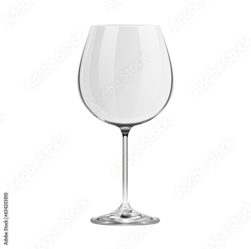 Realistic empty burgundy wine glass isolated on transparent background