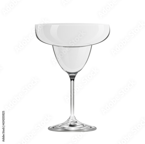 Realistic empty margarita glass isolated on transparent background