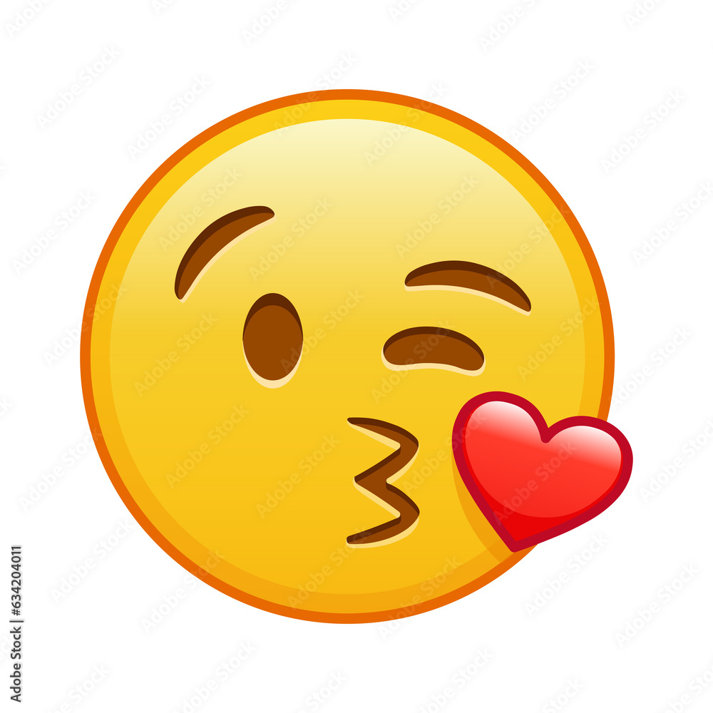 Fototapeta premium The face that sends a kiss Large size of yellow emoji smile