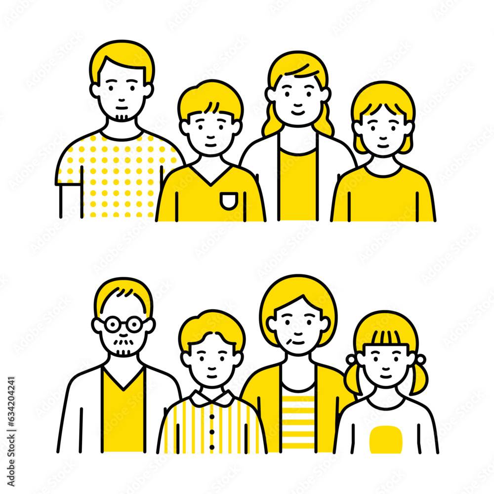4人家族のアイコンセット