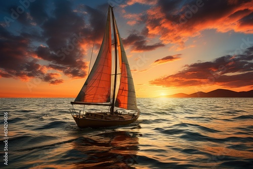 Sailor's Serenade: Capturing the Silhouette of a Seafarer Fine-Tuning the Boat's Sails in the Radiant Grasp of an Oceanic Sunset, Looking Out Upon the Expanse of Tomorrow Generative AI
