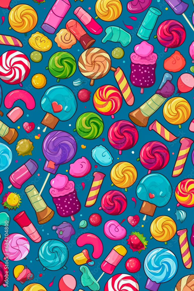 Vector seamless doodle pattern with candies Vector seamless doodle pattern with candies