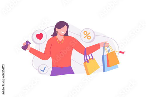 Woman Shopping Illustration