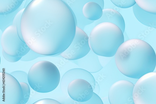 Seamless background of mix sizes blue pastel 3d spheres