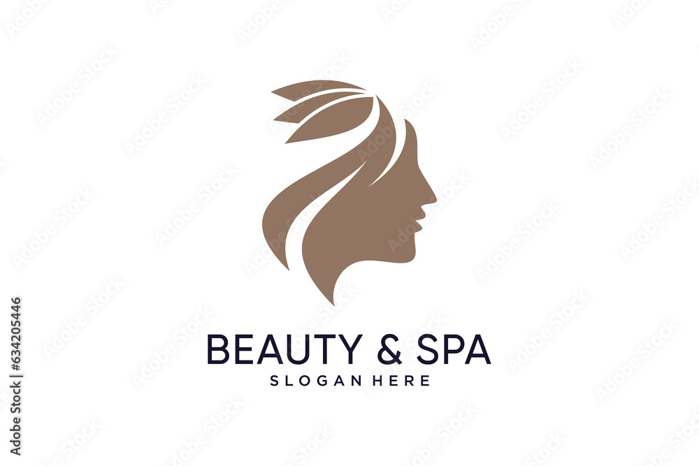 Woman face logo design template for beauty salon logo with creative idea Woman face logo design template for beauty salon logo with creative idea