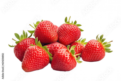 Strawberries isolated on a transparent background, close