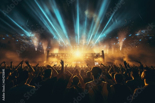 Big crowd dancing at an EDM Music festival