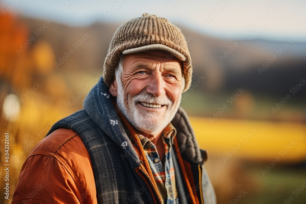 Senior caucasian male farmer smiling portrait on a farm Senior caucasian male farmer smiling portrait on a farm