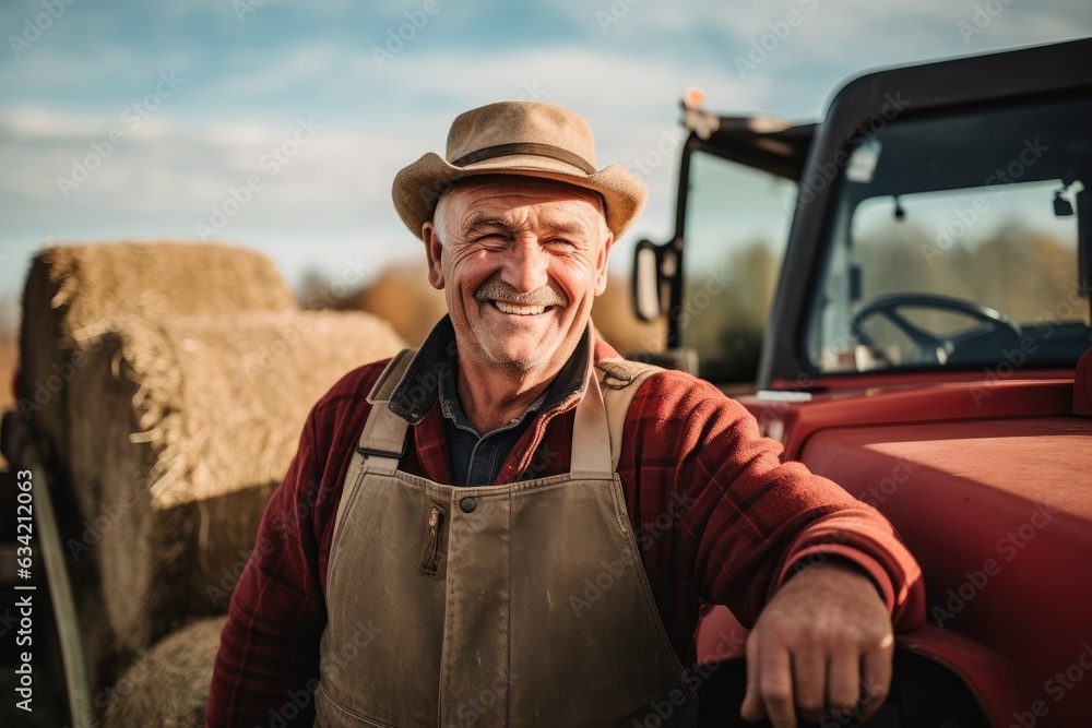 Senior caucasian male farmer smiling portrait on a farm Senior caucasian male farmer smiling portrait on a farm