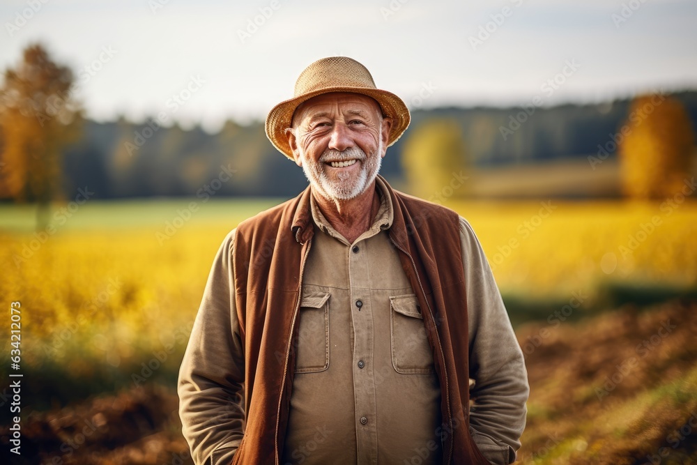 Senior caucasian male farmer smiling portrait on a farm Senior caucasian male farmer smiling portrait on a farm