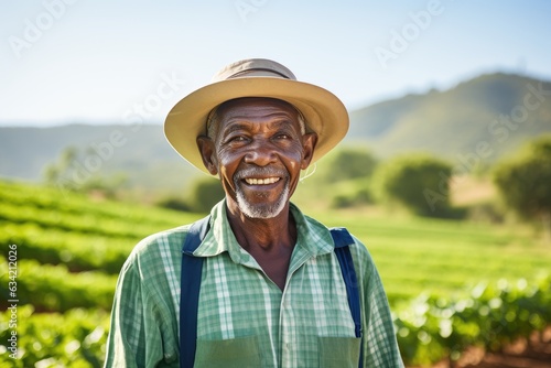 Senior male farmer from africa on his farm smiling portrait