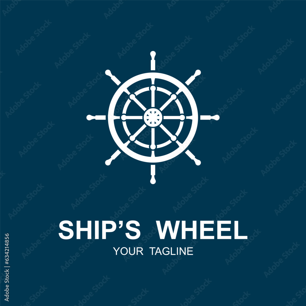 Ship wheel logo vector illustration design