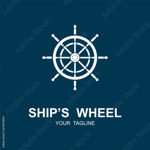 Ship wheel logo vector illustration design