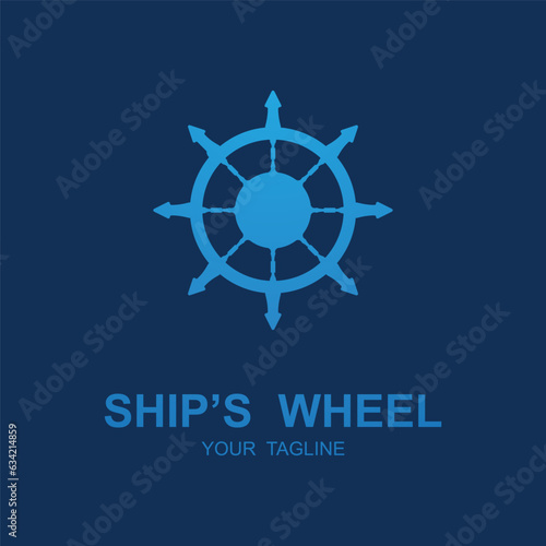 Ship wheel logo vector illustration design
