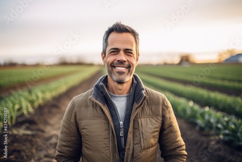 Middle aged caucasian farming smiling on his farm field © Baba Images