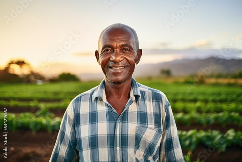 Senior male african american farmer smiling portrait on his farm field © Baba Images