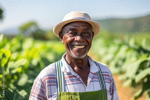 Senior male farmer from africa on his farm smiling portrait