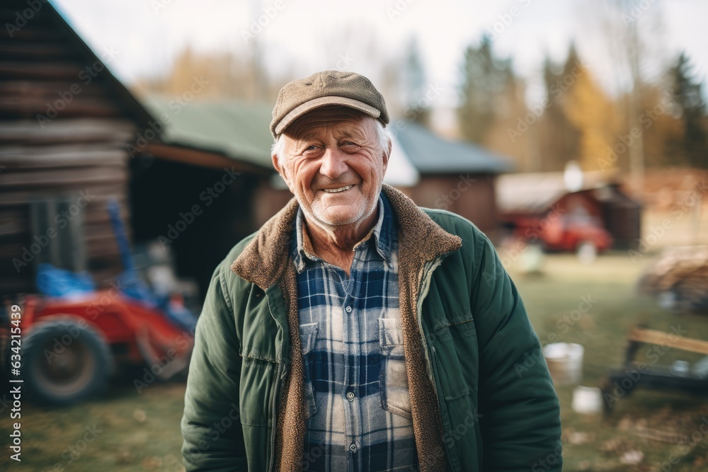 Portrait of a smiling senior man at his farm in the countryside Portrait of a smiling senior man at his farm in the countryside