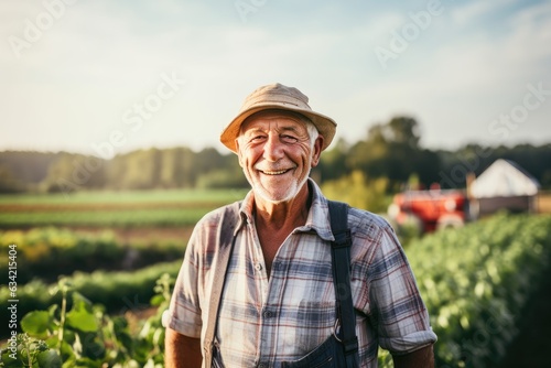 Senior caucasian male farmer smiling portrait on a farm © Baba Images