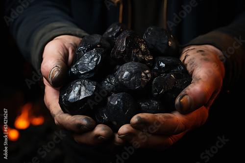Artisanal Miner Holding Coal Deposit - Generative Ai	
