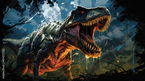 Tyrannosaurus Rex Dinosaur Ancient Carnivore Dinosaur. Generative AI © Ilugram