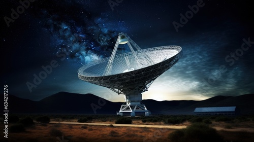 A massive radio telescope dish  capturing signals from distant galaxies. Generative AI