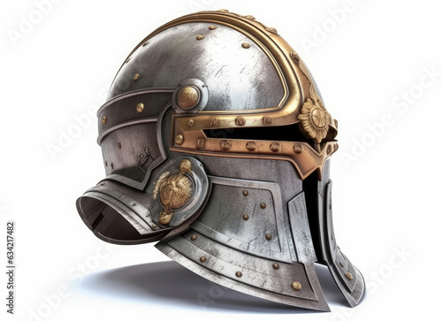Isometric View Knight's Helmet Illustration on White Background (Generative AI)

