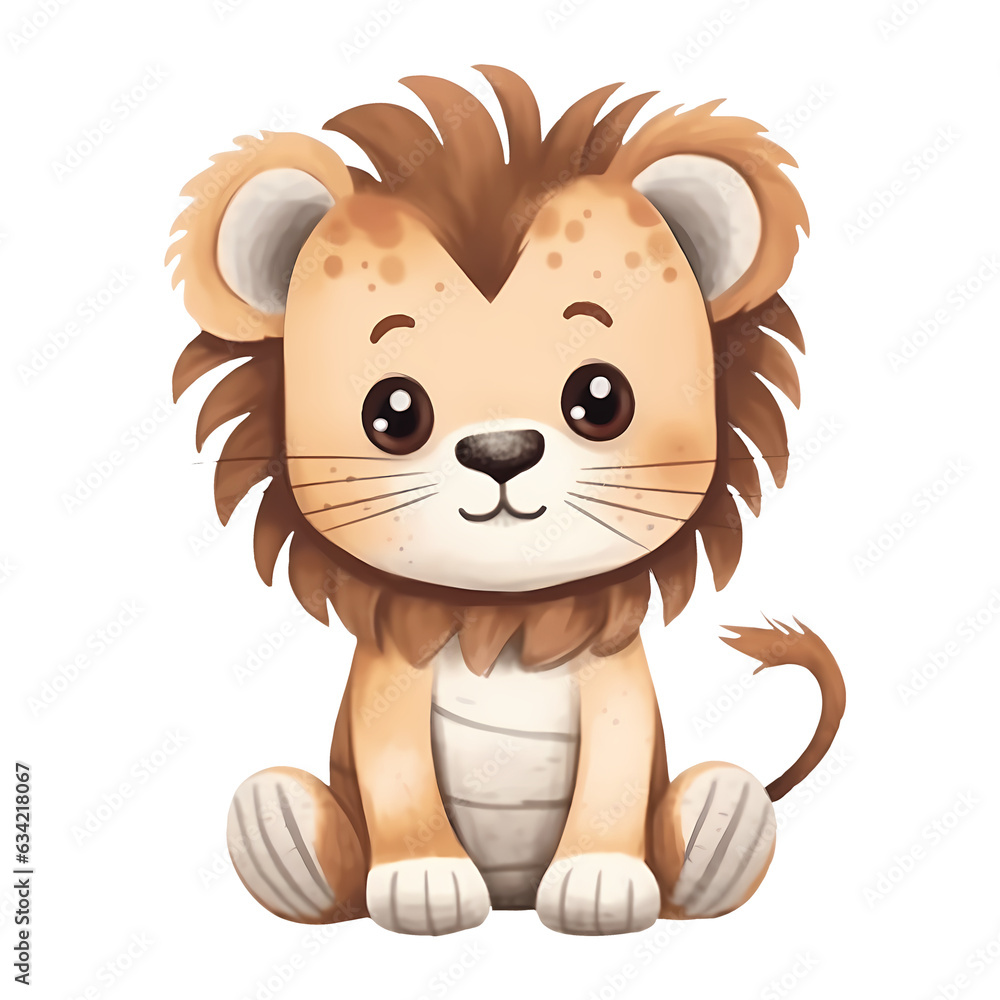 Fototapeta premium Cute Safari Baby Lion Clipart Illustration