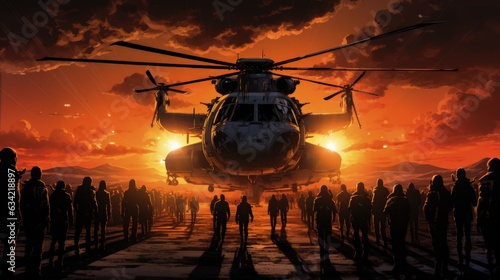 Photographie Epic Troops Board a Dropship. Generative AI