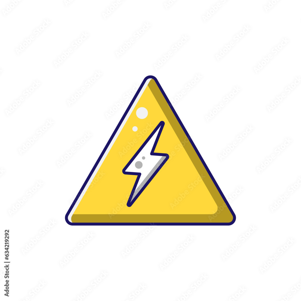 illustration of a yellow triangular electricity icon on a white background illustration of a yellow triangular electricity icon on a white background