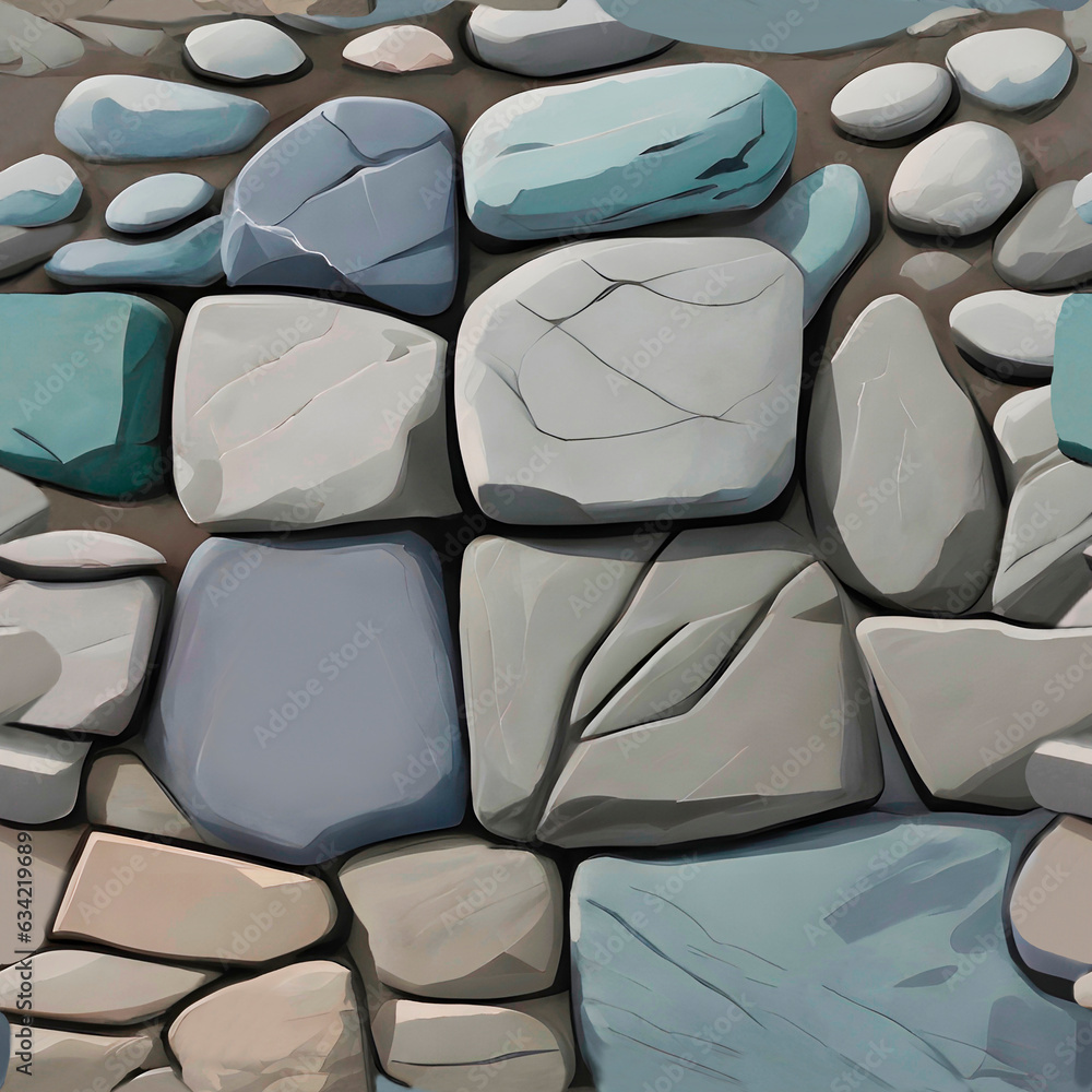 Fototapeta premium Seamless illustration of multi colored stone or rock tile surface. Generative AI.