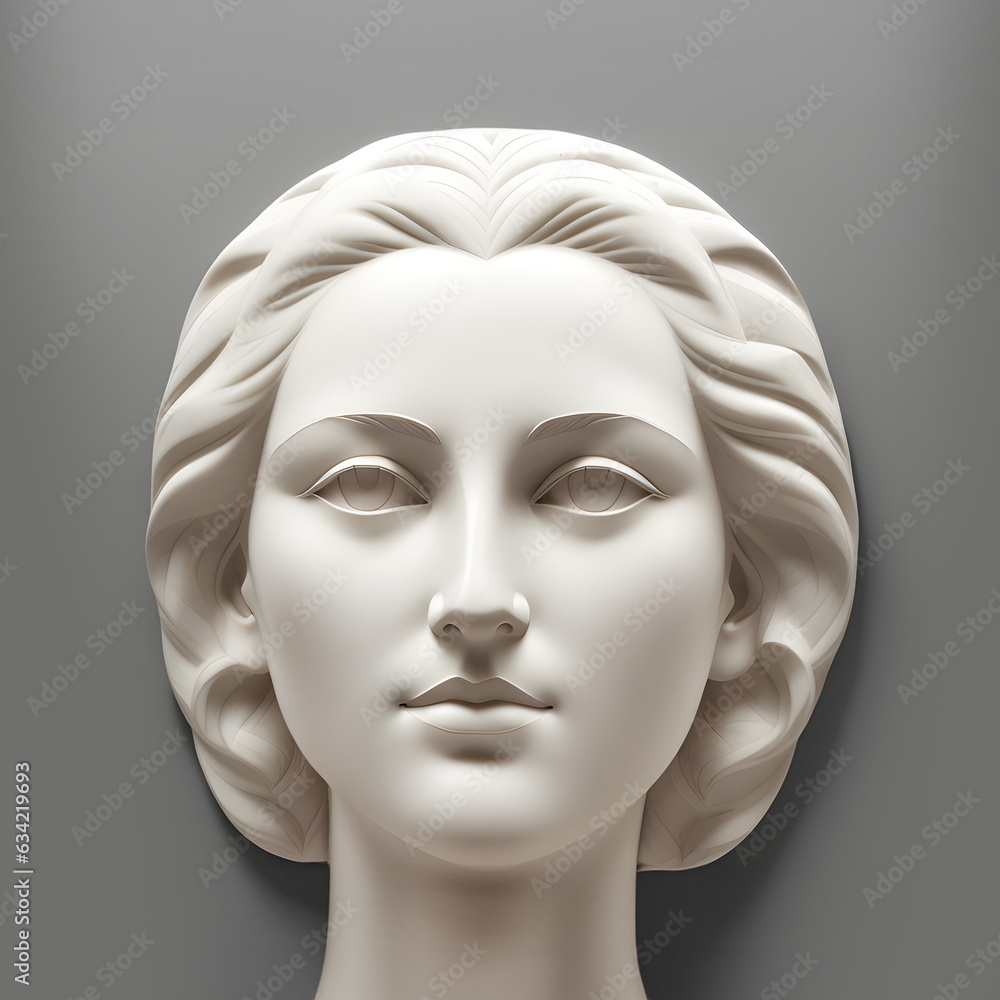 Illustration of ancient princess face statue. Generative AI. Illustration of ancient princess face statue. Generative AI.