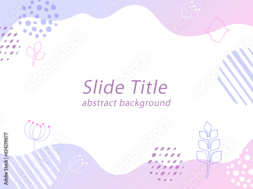 流体シェイプと植物（ボタニカル）イラストの抽象的なバックグラウンドデザイン・パープル（CS2）