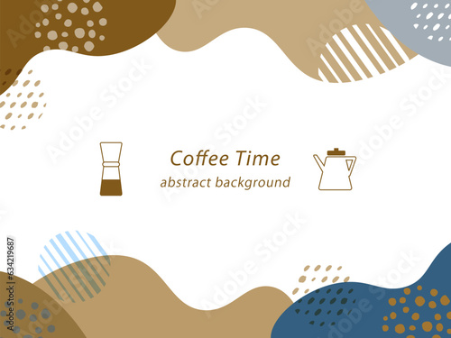 Slika na platnu 流体シェイプとコーヒーに関するイラストの抽象的なバックグラウンドデザイン・ブルー系