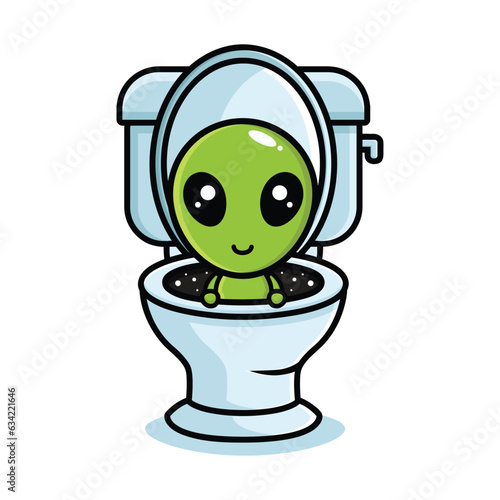 alien comes out of the toilet bowl