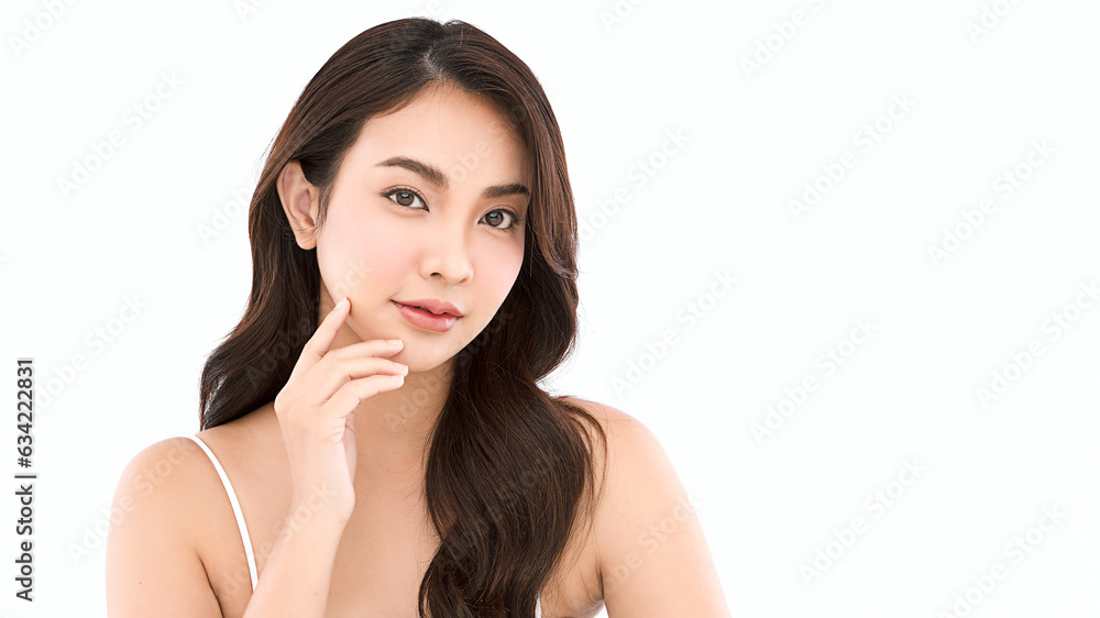 Beautiful young asian woman with clean fresh skin on white background, Face care, Facial treatment, Cosmetology, beauty and spa, Asian women portrait. Beautiful young asian woman with clean fresh skin on white background, Face care, Facial treatment, Cosmetology, beauty and spa, Asian women portrait.