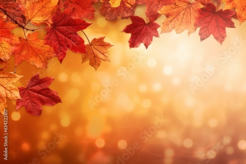 Autumn background with maple leaves  with copy space. Generative AI