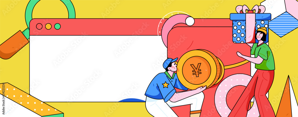 Flat vector character concept illustration with red envelopes for promotion and promotion
Flat vector character concept illustration with red envelopes for promotion and promotion