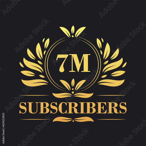7M Subscribers celebration design. Luxurious 7M Subscribers logo for social media subscribers