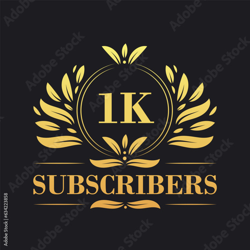 1K Subscribers celebration design. Luxurious 1K Subscribers logo for social media subscribers