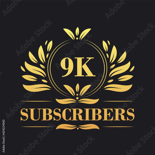 9K Subscribers celebration design. Luxurious 9K Subscribers logo for social media subscribers