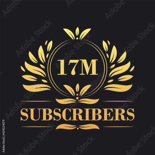 17M Subscribers celebration design. Luxurious 17M Subscribers logo for social media subscribers