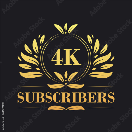 4K Subscribers celebration design. Luxurious 4K Subscribers logo for social media subscribers