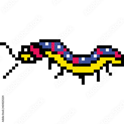 Worm cartoon icon in pixel style