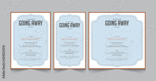 Going away party invitaion templates, farewell party a4 poster and square instagram post, vector illustration eps 10