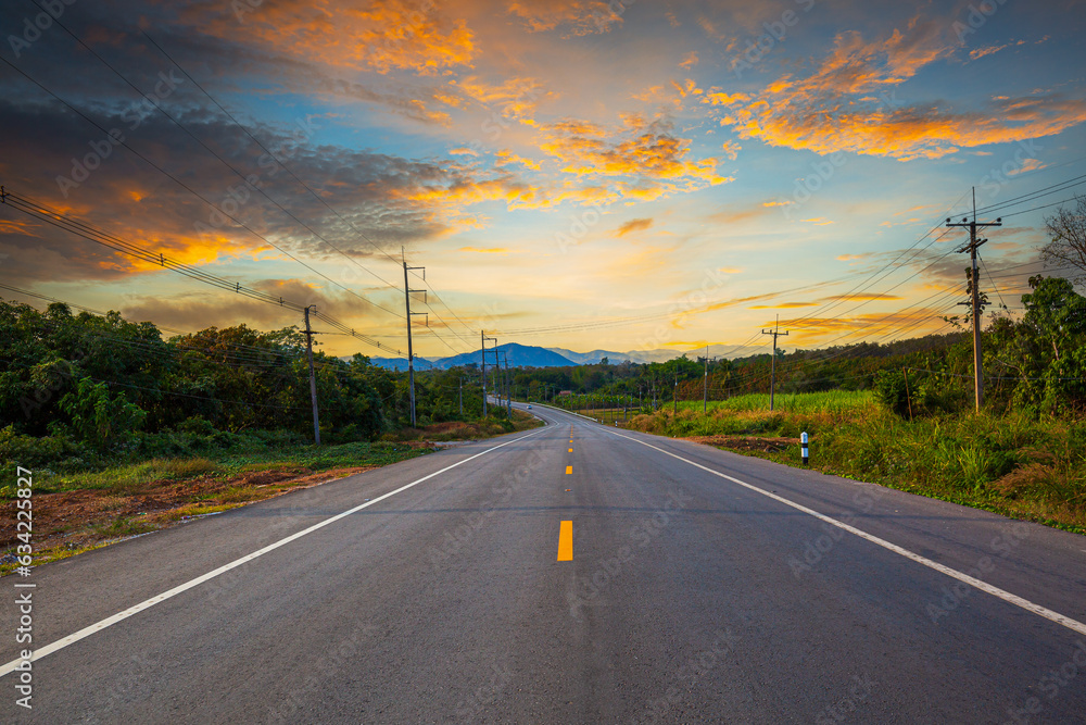 road and mountain scenery in thailand,