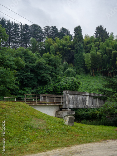 Concrete railway bridge. Transport infrastructure.